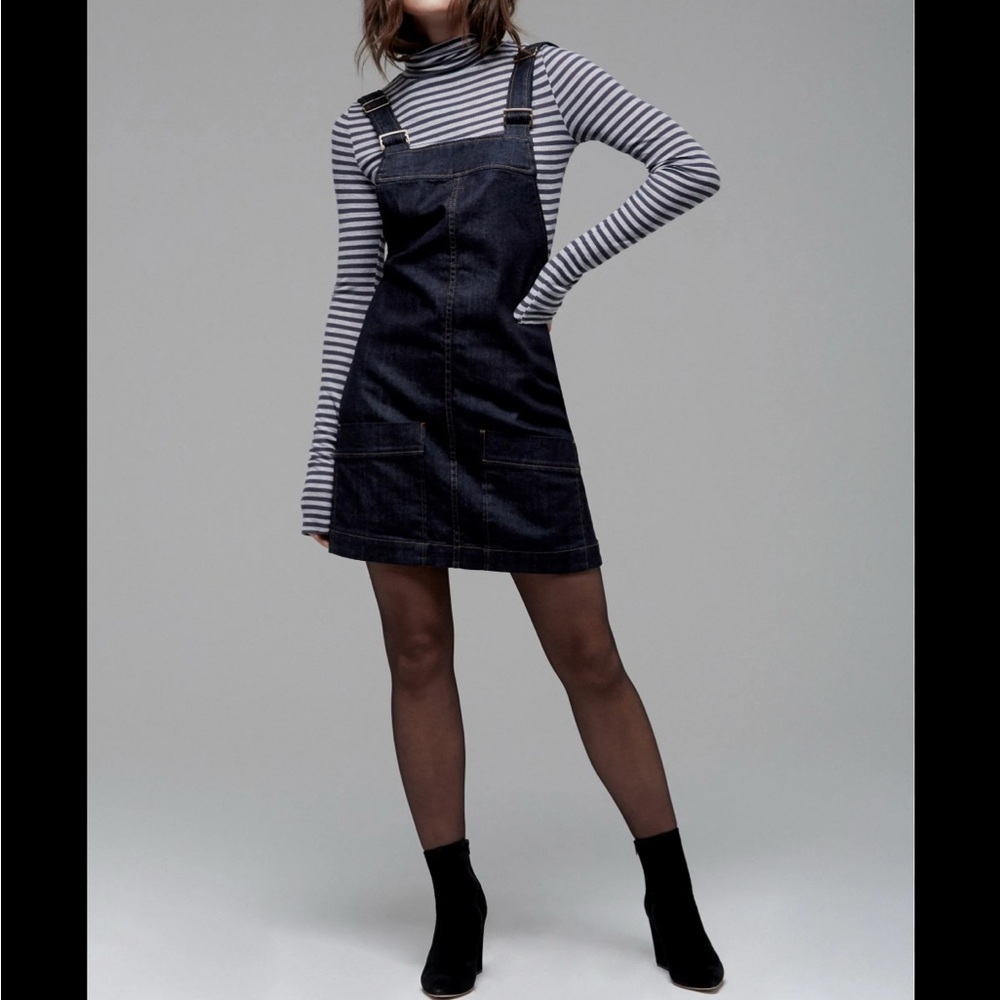 AG Adriano Goldschmied Navy Denim Overall Dress Size S NWOT